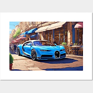 A Bugatti in front of a French restaurant Posters and Art